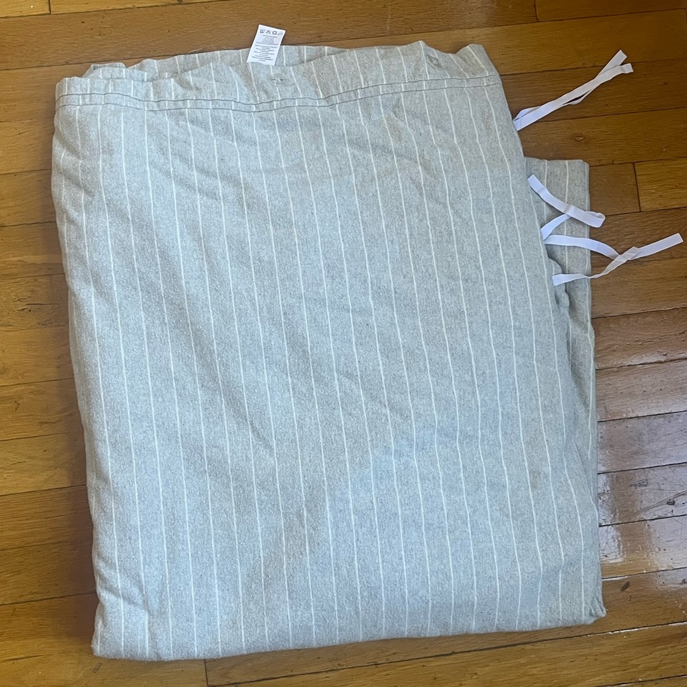 West Elm grey stripe duvet set